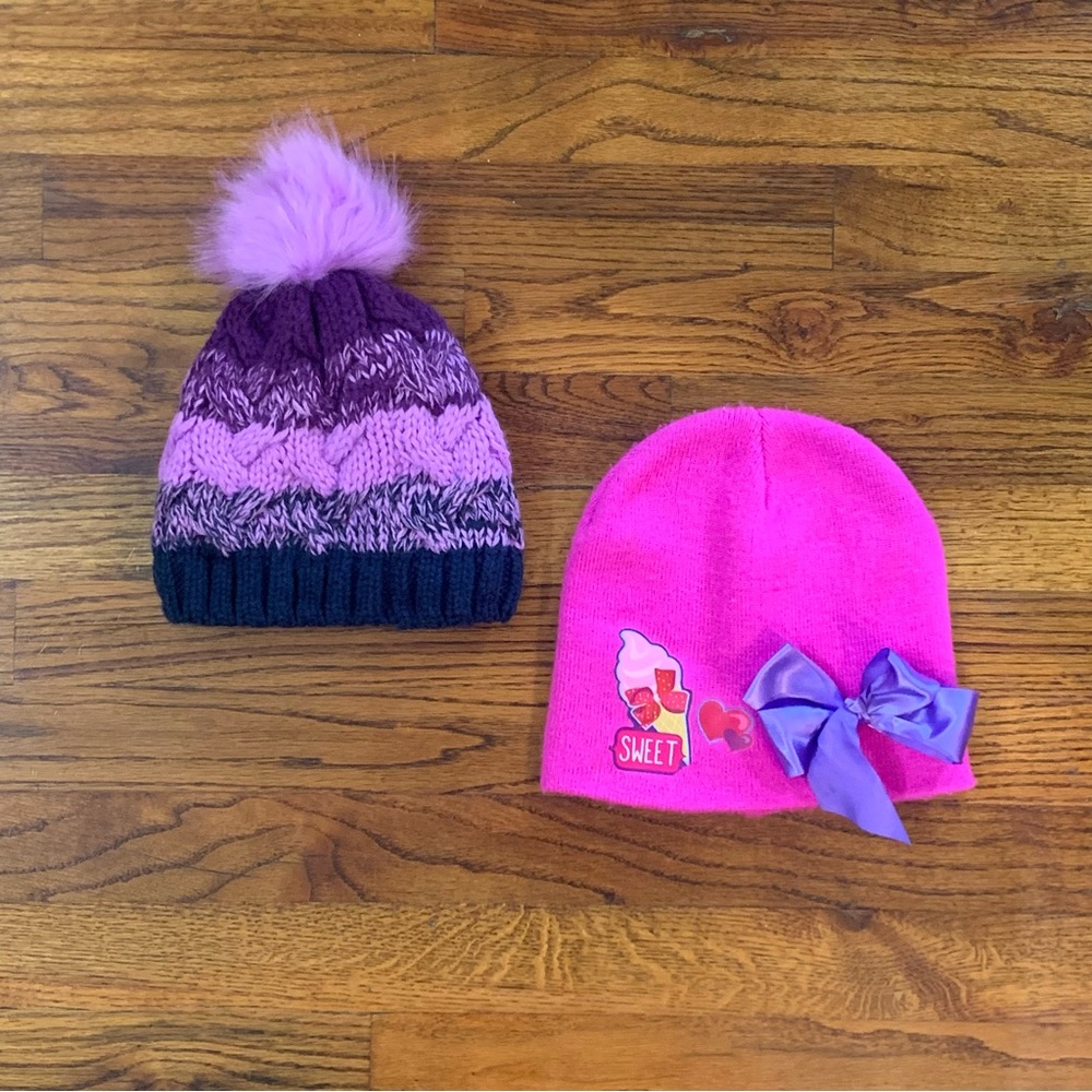 Girls Winter Hats Beanies JoJo Siwa girls' pink winter beanie hat w/ purple bow - Picture 2 of 11